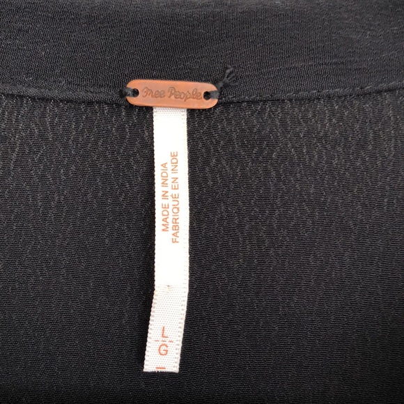 Free People blouse size L black/navy w/ gold embroidery- new! Never worn - Picture 5 of 5